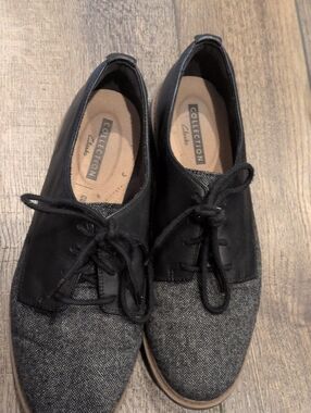 Collection B Two-Tone Black and Gray Lace-Up Oxfords